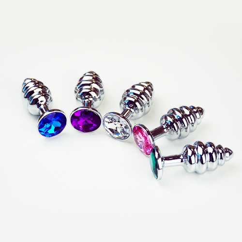 Ребристая анальная пробка, металл – 7смХ2.7см (1 шт.) photo 1