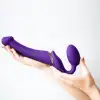 Безремневой страпон с вибрацией Strap-On-Me Vibrating Violet M диаметр 3,3см, пульт ДУ, регулируемый photo 6