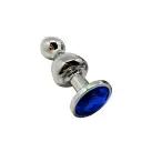Металлическая анальна пробка Wooomy Lollypop Double Ball Metal Plug Blue S, диаметр 2,8 см, длина 8, photo 1