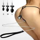 Силиконовая анальная пробка Art of Sex Silicone Anal Plug with Leash size M с поводком Black photo 3