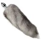 Металлическая анальная пробка с хвостом из натурального меха Art of Sex size M Artctic fox photo 3